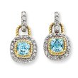 Sterling Silver Vermeil Blue Cubic Zirconia Earrings