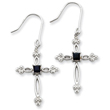 Sterling Silver Diamond Accent Cubic Zirconia Cross Earrings