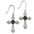 Sterling Silver Diamond Accent Cross Earrings