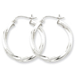 Sterling Silver 3.00mm Twisted Hoop Earrings