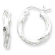 Sterling Silver Satin Finished Diamond Cut Twisted Hoop Earrings