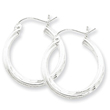 Sterling Silver Satin & Diamond Cut Twist Hoop Earrings