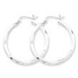 Sterling Silver Satin & Diamond Cut Twist Hoop Earrings