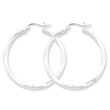 Sterling Silver Satin & Diamond Cut Twist Hoop Earrings