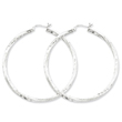 Sterling Silver Satin & Diamond Cut Twist Hoop Earrings