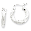 Sterling Silver Satin Finished Diamond Cut Twisted Hoop Earrings