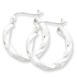 Sterling Silver Satin Finished Diamond Cut Twisted Hoop Earrings