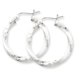 Sterling Silver 3.00mm Polished & Satin Diamond Cut Twisted Hoop Earrings