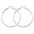 Sterling Silver 3.00mm Polished & Satin Diamond Cut Twisted Hoop Earrings