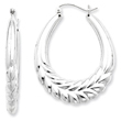 Sterling Silver Fancy Oval Hoop Earrings