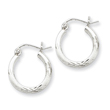 Sterling Silver 2mm Satin & Diamond Cut Hoop Earrings
