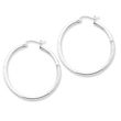 Sterling Silver 2mm Satin & Diamond Cut Hoop Earrings