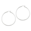 Sterling Silver 2mm Satin & Diamond Cut Hoop Earrings