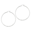 Sterling Silver 2mm Satin & Diamond Cut Hoop Earrings