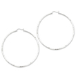 Sterling Silver 2mm Satin & Diamond Cut Hoop Earrings