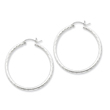 Sterling Silver 2mm Diamond Cut Hoop Earrings