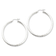 Sterling Silver 3.00mm Diamond Cut Hoop Earrings