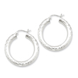 Sterling Silver 4.00mm Diamond Cut Hoop Earrings