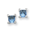Sterling Silver Blue & Clear Cubic Zirconia Earrings