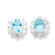 Sterling Silver Light Blue and Clear Cubic Zirconia Earrings