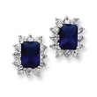 Sterling Silver Darl Blue and Clear Cubic Zirconia Earrings