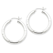 Sterling Silver 3.00mm Satin Diamond Cut Hoop Earrings