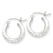 Sterling Silver 3.00mm Satin Diamond Cut Hoop Earrings
