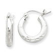 Sterling Silver 3.00mm Satin Diamond Cut Hoop Earrings