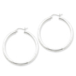 Sterling Silver 3.00mm Satin Diamond Cut Hoop Earrings