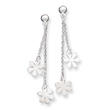 Sterling Silver Flowers Dangle Post Earrings