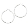 Sterling Silver 3.00mm Satin Diamond-cut Hoop Earrings