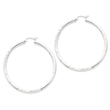 Sterling Silver 3.00mm Satin Diamond-cut Hoop Earrings