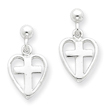 Sterling Silver Cross In Heart Earrings