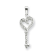 Sterling Silver CZ Heart Key Pendant