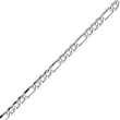 14K White Gold 5.35mm Semi-Solid Figaro Chain