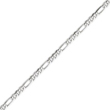 14K White Gold 4.0mm Flat Figaro Bracelet
