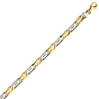 14K Two-Tone Gold 6.5mm Solid Hand-Polished Fancy Link Bracelet