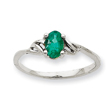 14K White Gold May Emerald Birthstone Ring