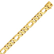 14K Gold 11mm Hand Polished Figaro Link Bracelet