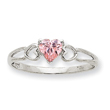 14K White Gold October Pink Tourmaline Birthstone Ring