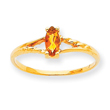 14K Gold November Citrine Birthstone Ring