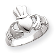 14k White Gold Polished Claddagh Ring