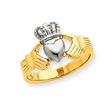 14k Two-tone Polished Claddagh Ring