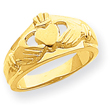 14K Gold Polished Ladies Claddagh Ring