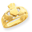 14K Gold Polished Ladies Claddagh Ring