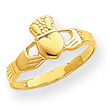 14K Gold Polished Ladies Claddagh Ring