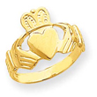 14K Gold Polished Ladies Claddagh Ring