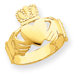 14K Gold Polished Ladies Claddagh Ring