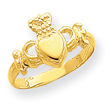 14K Gold Polished Ladies Claddagh Ring