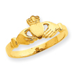 14K Gold Polished & Satin Claddagh Ring